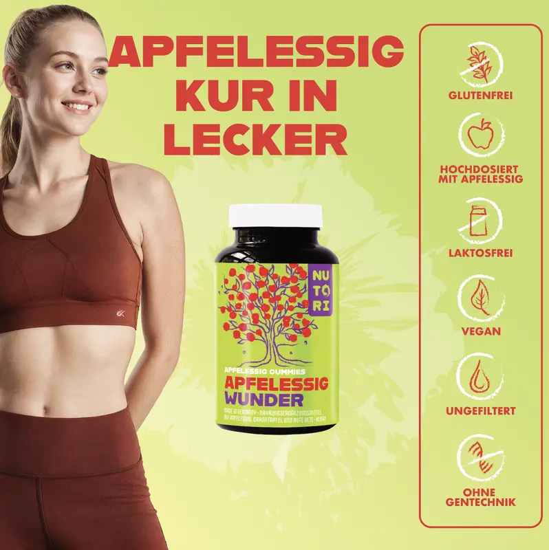 NUTORI - Premium Apfelessig Gummies - Tägliche Unterstützung für eine ausgewogene Ernährung - Mit Granatapfelsaftpulver, Rote-Bete-Pulver und Vitamin B6, B12, Folsäure & Jod - Image 5